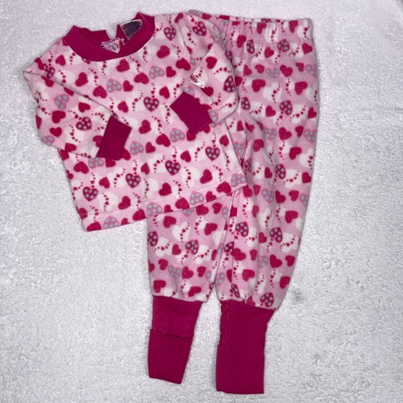 Snugabye convert a foot fleece heart pajamas 12m - Picture 1 of 9